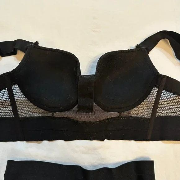 HONEY BIRDETTE Bowie black mesh longline strappy bra - 32DD - Picture 5 of 8